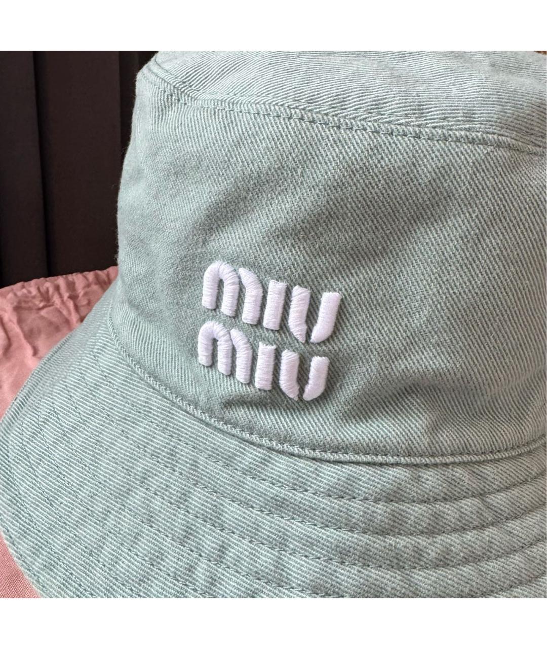 MIU MIU Бирюзовая хлопковая панама, фото 3