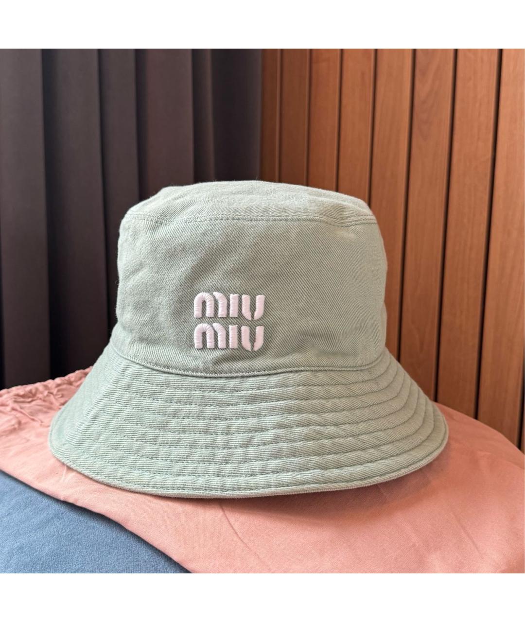 MIU MIU Бирюзовая хлопковая панама, фото 8