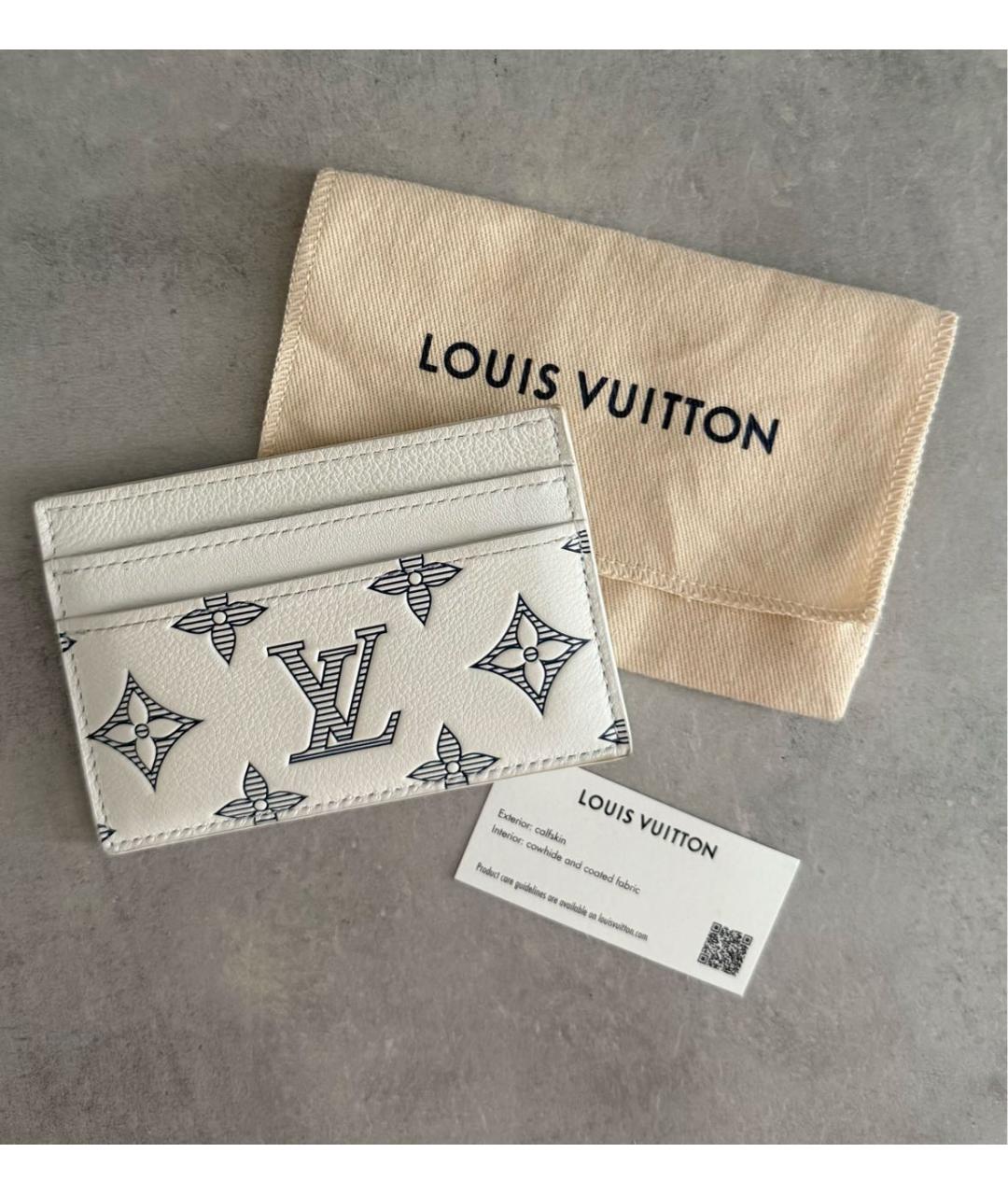 LOUIS VUITTON Белый кожаный кардхолдер, фото 4