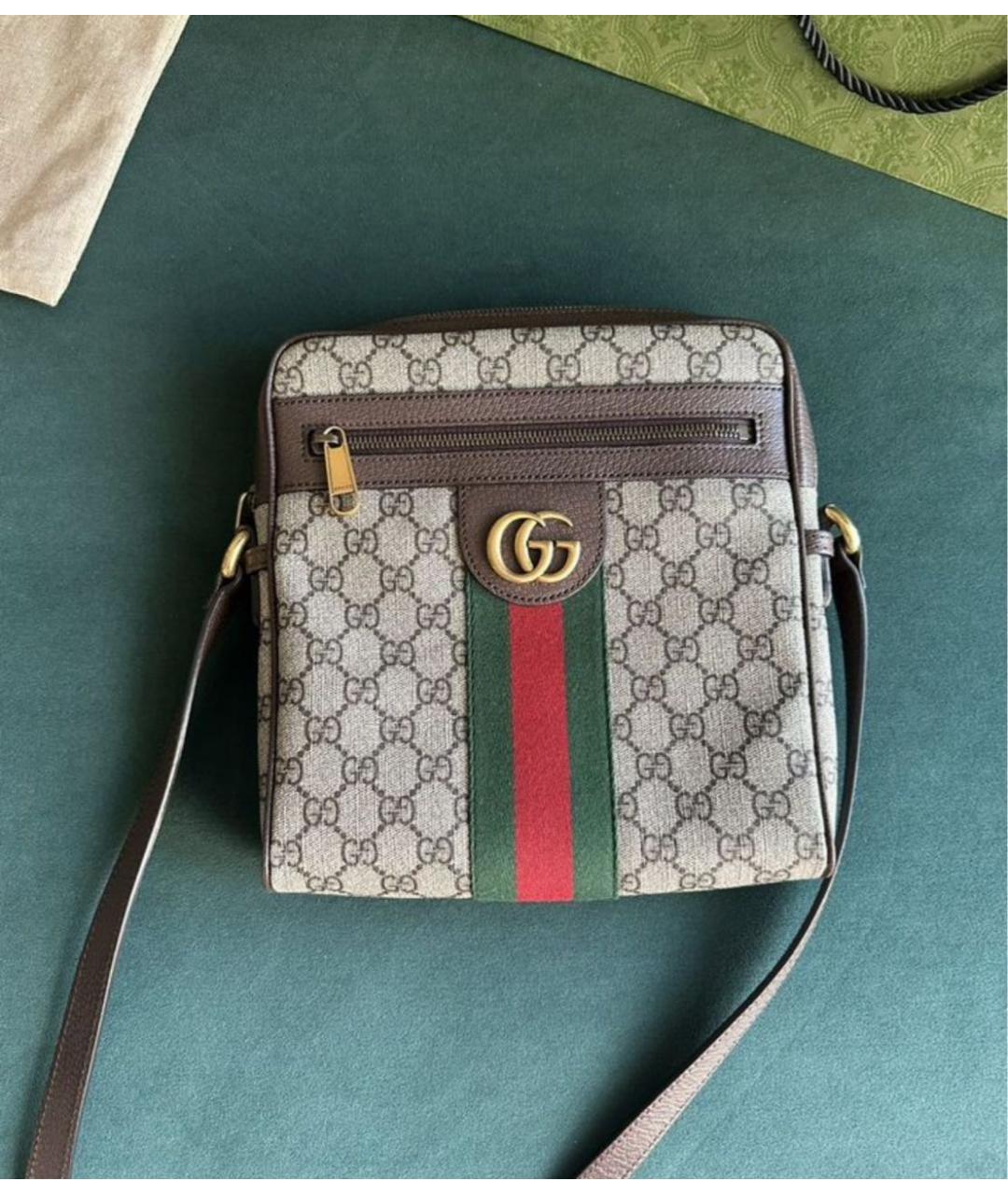 GUCCI Коричневая кожаная сумка на плечо, фото 8