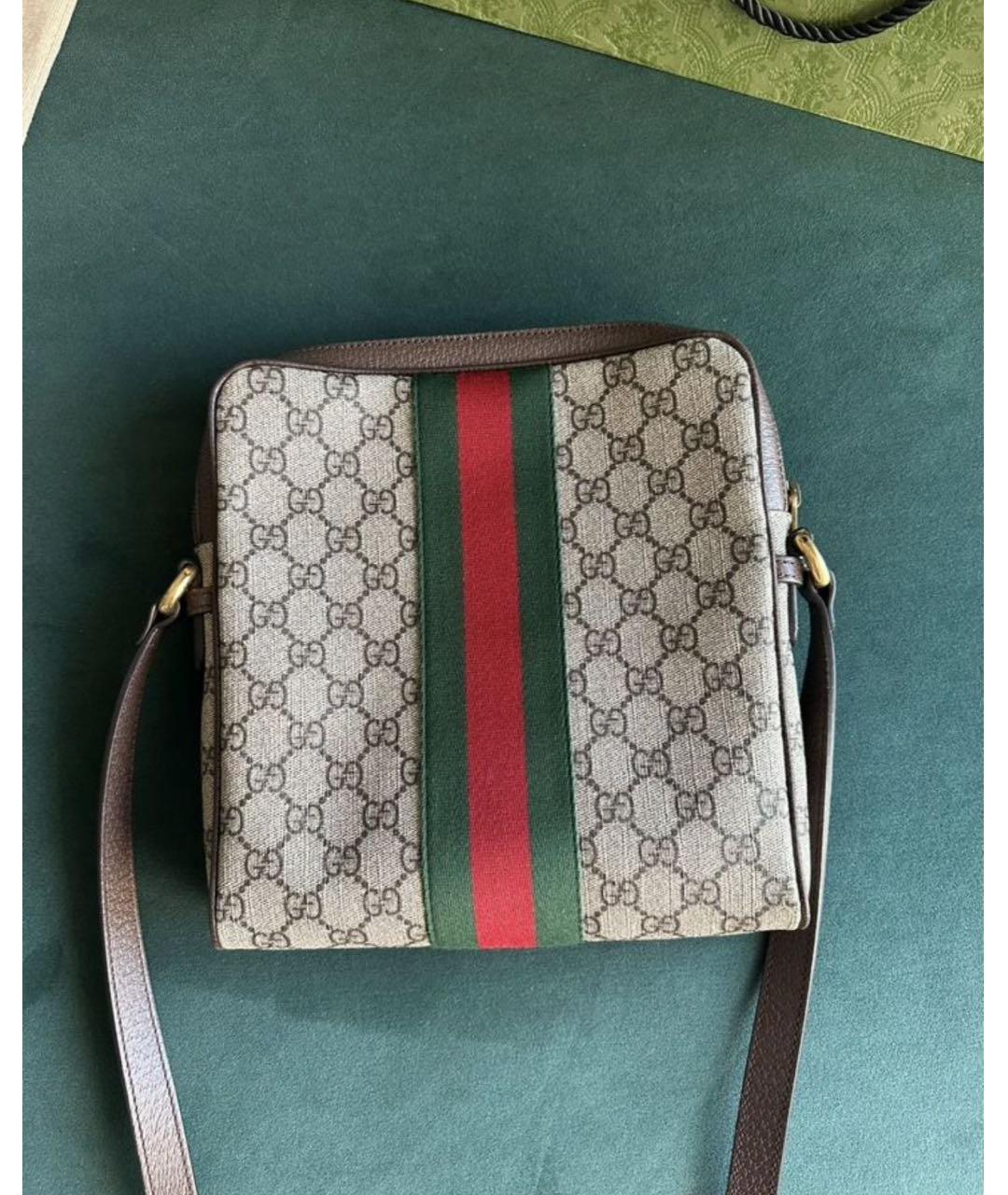 GUCCI Коричневая кожаная сумка на плечо, фото 3