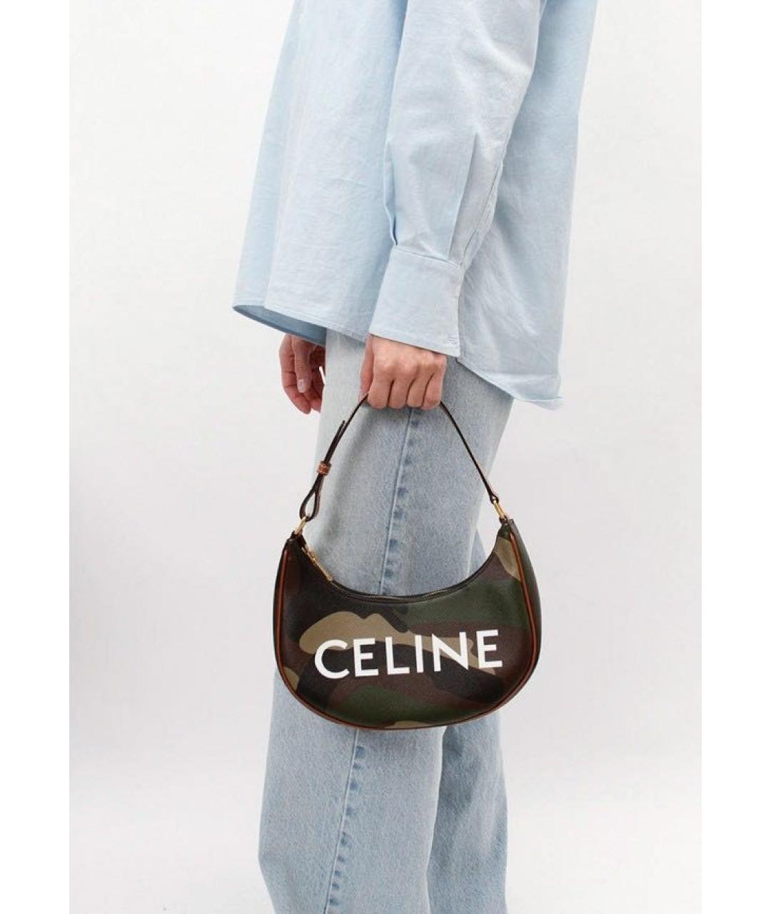 CELINE Коричневая кожаная сумка с короткими ручками, фото 7