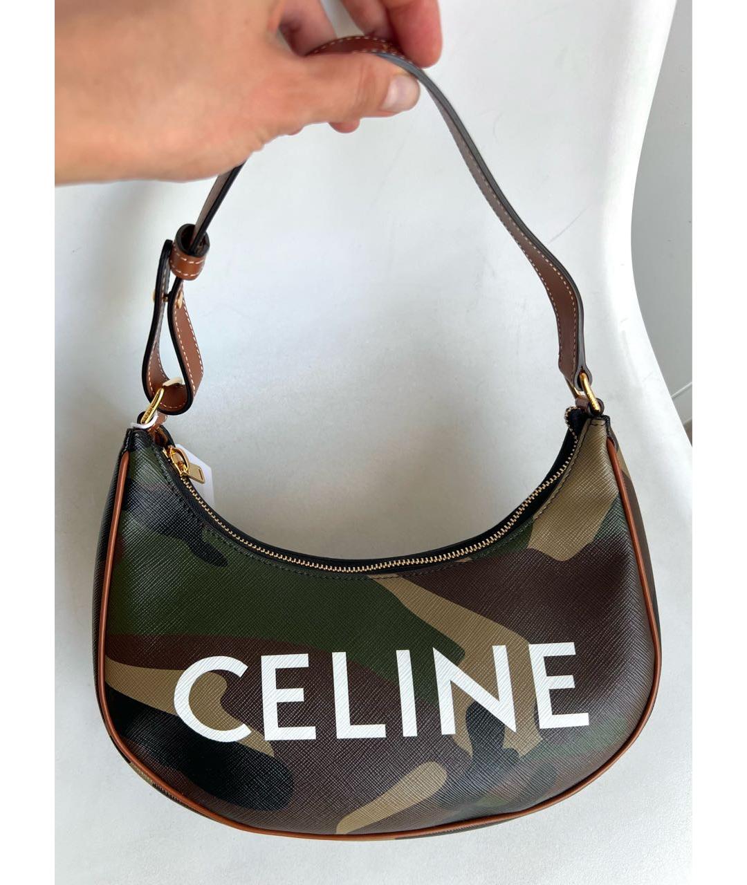 CELINE Коричневая кожаная сумка с короткими ручками, фото 5