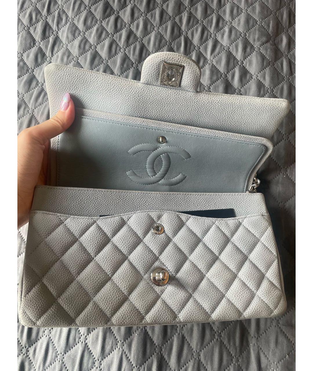 CHANEL Серая кожаная сумка через плечо, фото 4