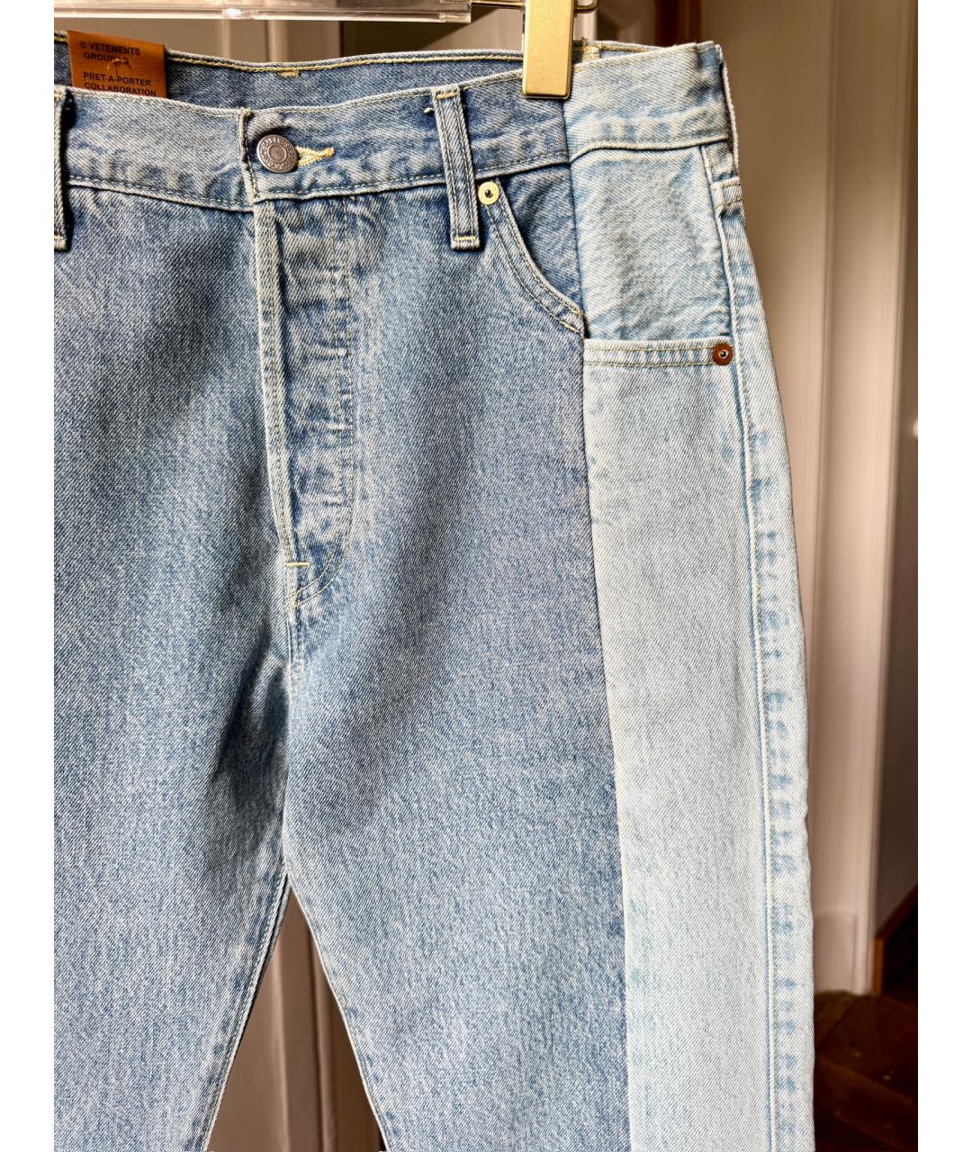 VETEMENTS Голубые хлопковые прямые джинсы, фото 3
