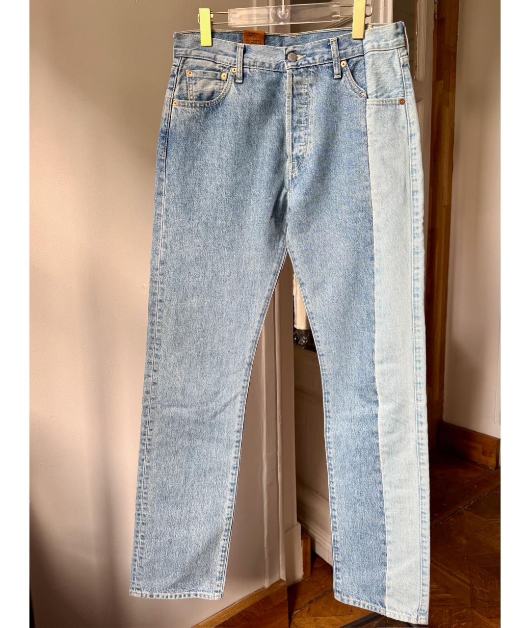 VETEMENTS Голубые хлопковые прямые джинсы, фото 6