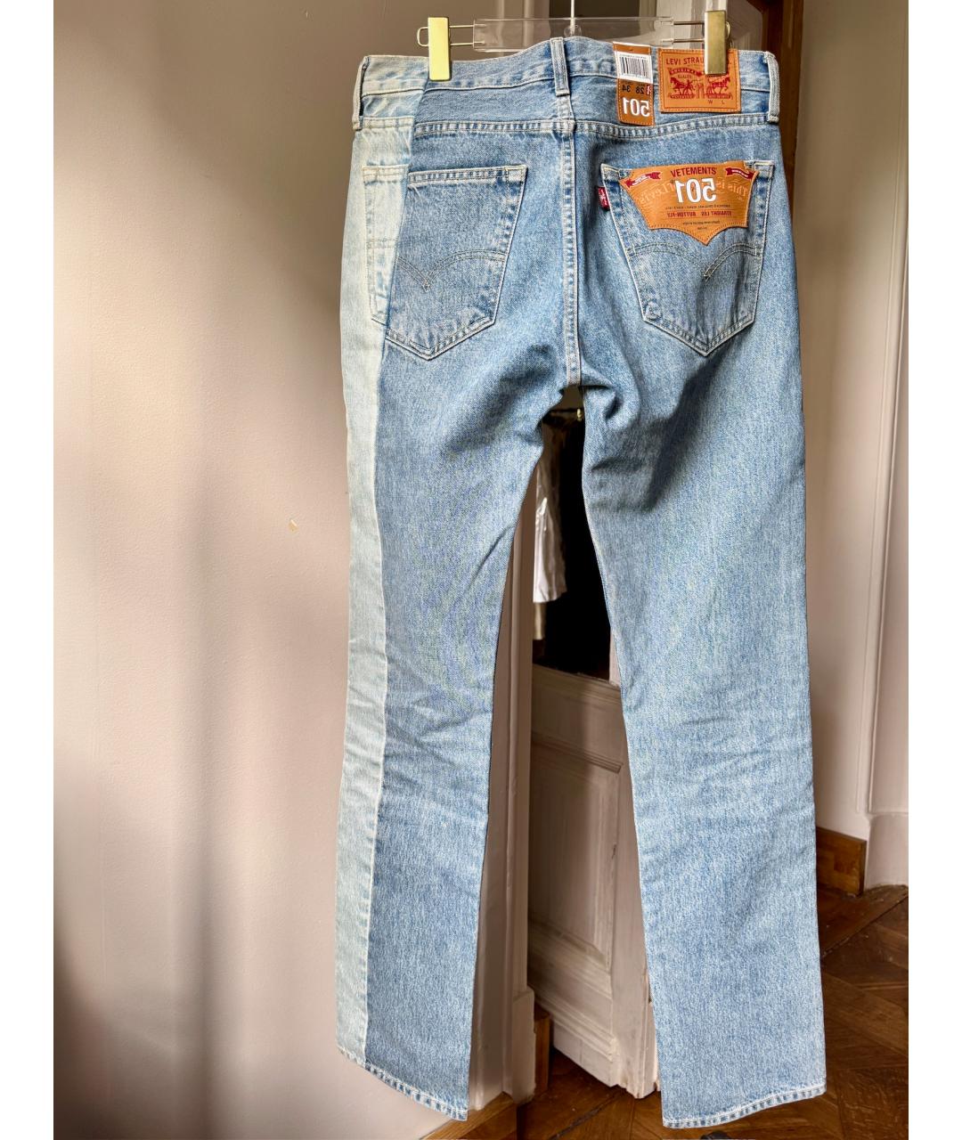 VETEMENTS Голубые хлопковые прямые джинсы, фото 2