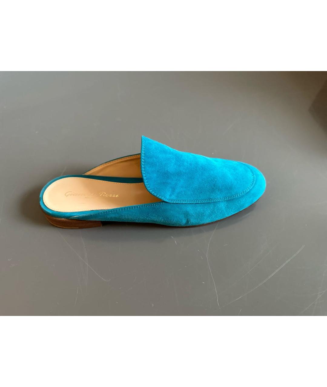 GIANVITO ROSSI Голубые замшевые мюли, фото 6