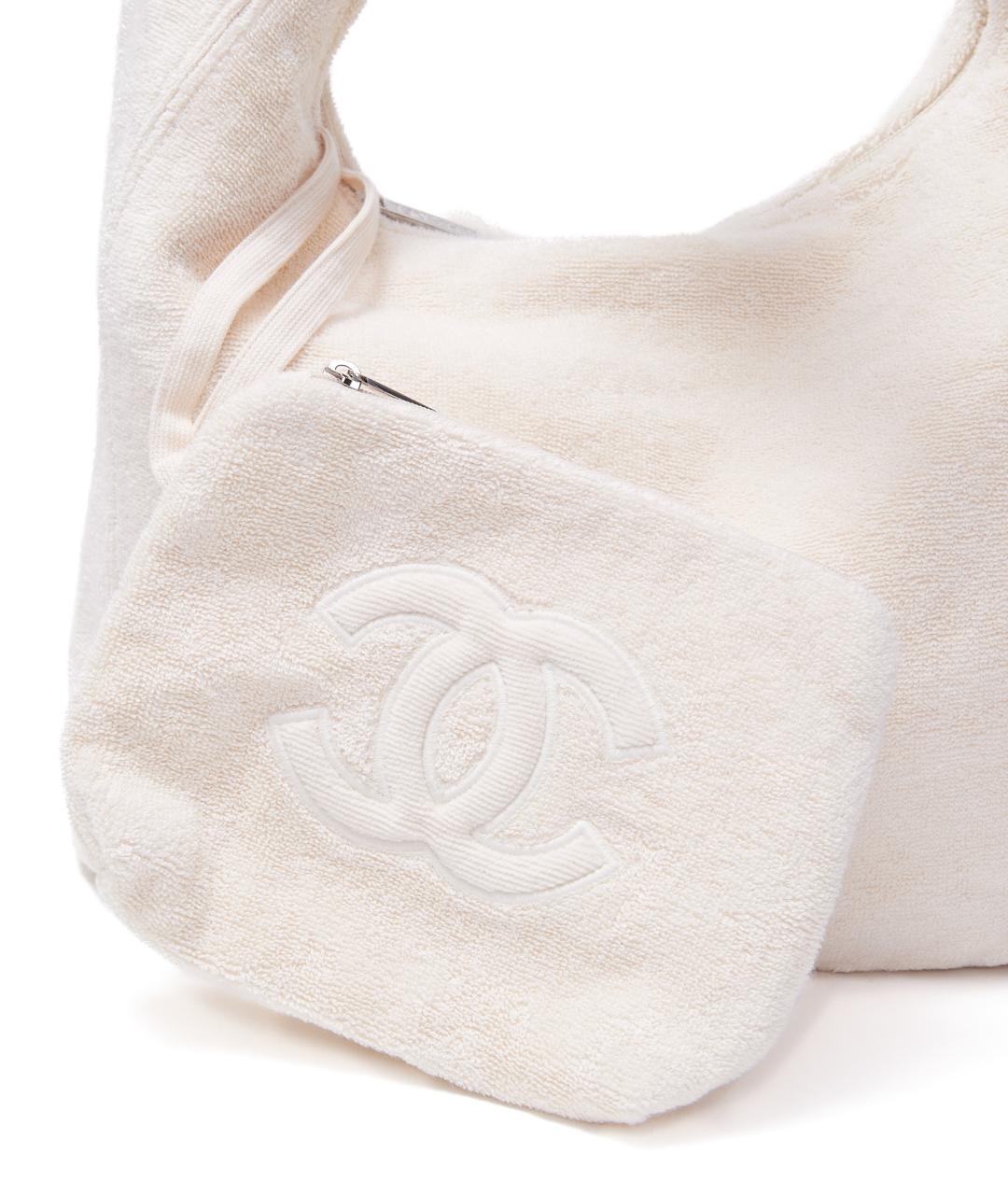 CHANEL Бежевая тканевая пляжная сумка, фото 4