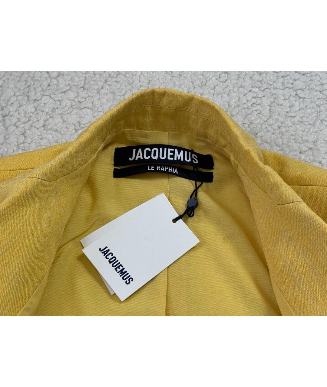 JACQUEMUS Горчичное льняное повседневное платье, фото 3