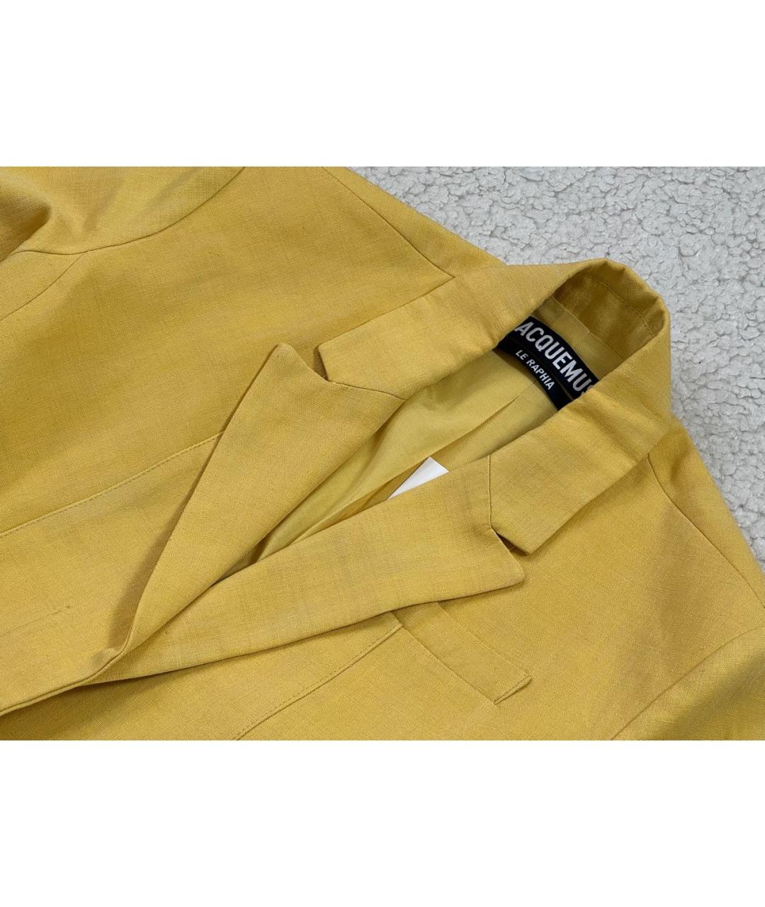 JACQUEMUS Горчичное льняное повседневное платье, фото 8