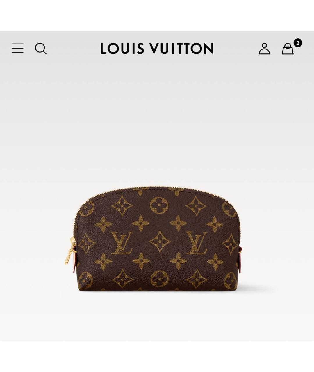 LOUIS VUITTON Коричневая кожаная косметичка, фото 5