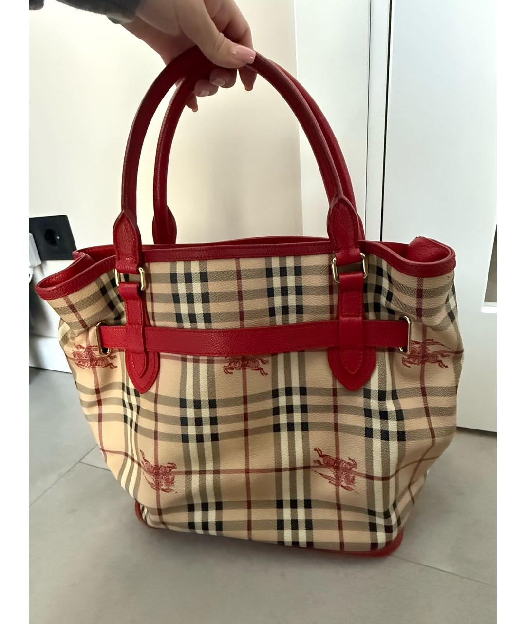 BURBERRY Бордовая сумка тоут, фото 4