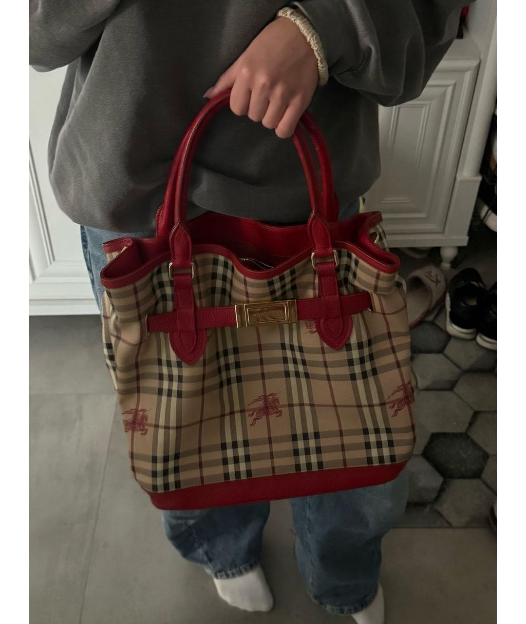 BURBERRY Бордовая сумка тоут, фото 5