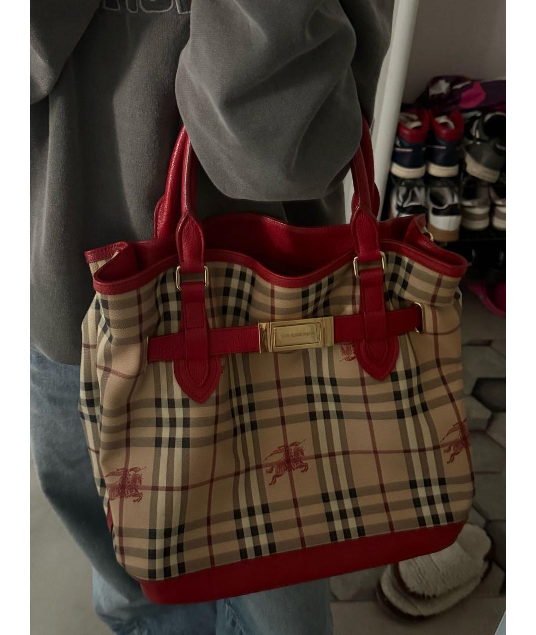 BURBERRY Бордовая сумка тоут, фото 9