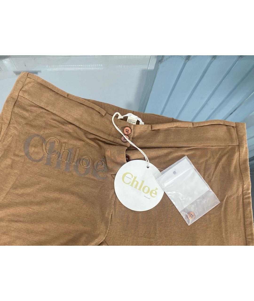 CHLOE Коричневые вискозные прямые брюки, фото 3