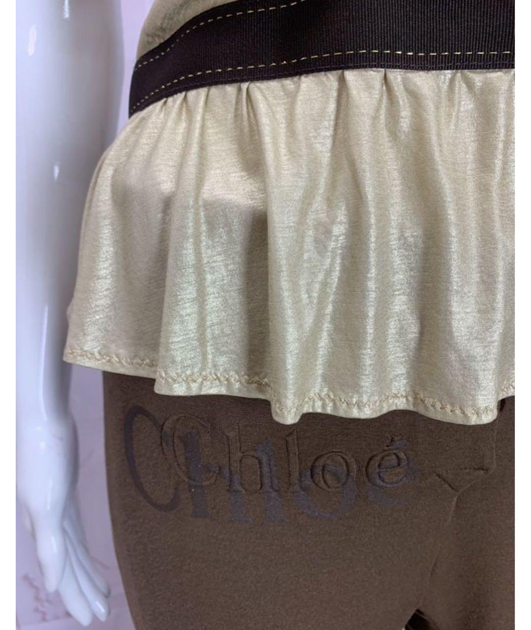 CHLOE Коричневые вискозные прямые брюки, фото 7