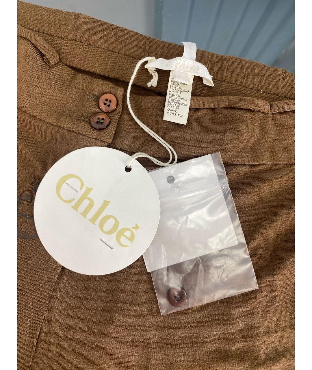 CHLOE Коричневые вискозные прямые брюки, фото 4