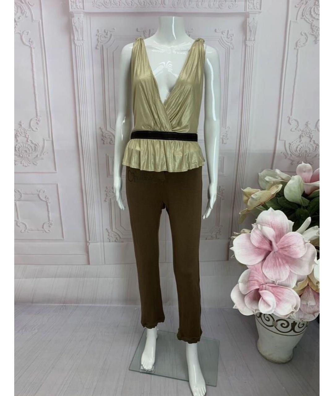 CHLOE Коричневые вискозные прямые брюки, фото 5