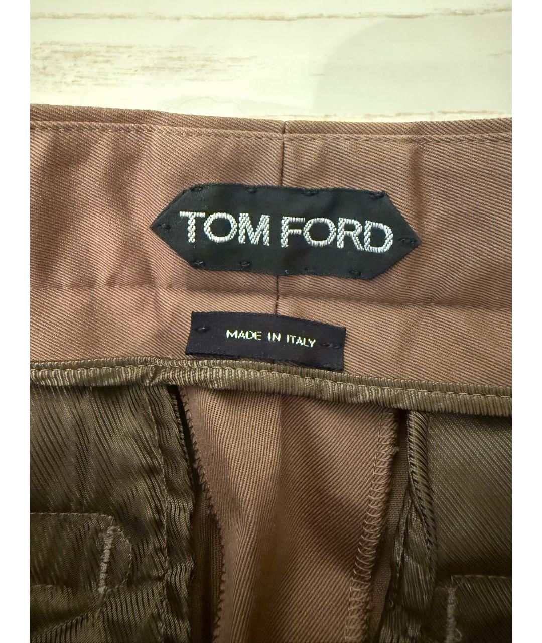 TOM FORD Коричневые хлопковые брюки узкие, фото 4