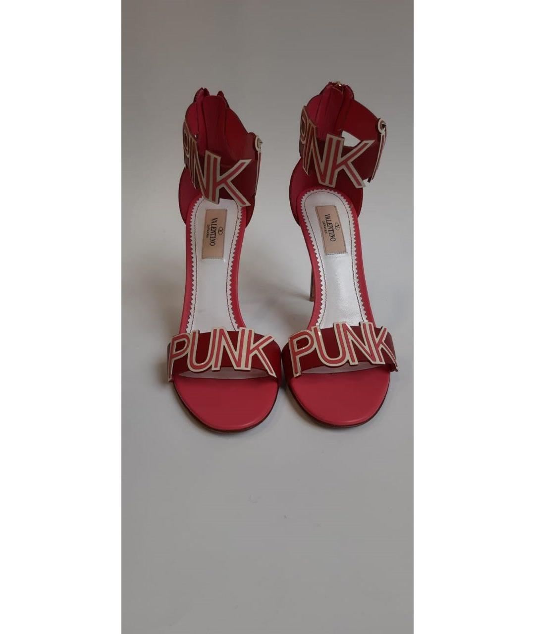 VALENTINO Коралловые кожаные босоножки, фото 4