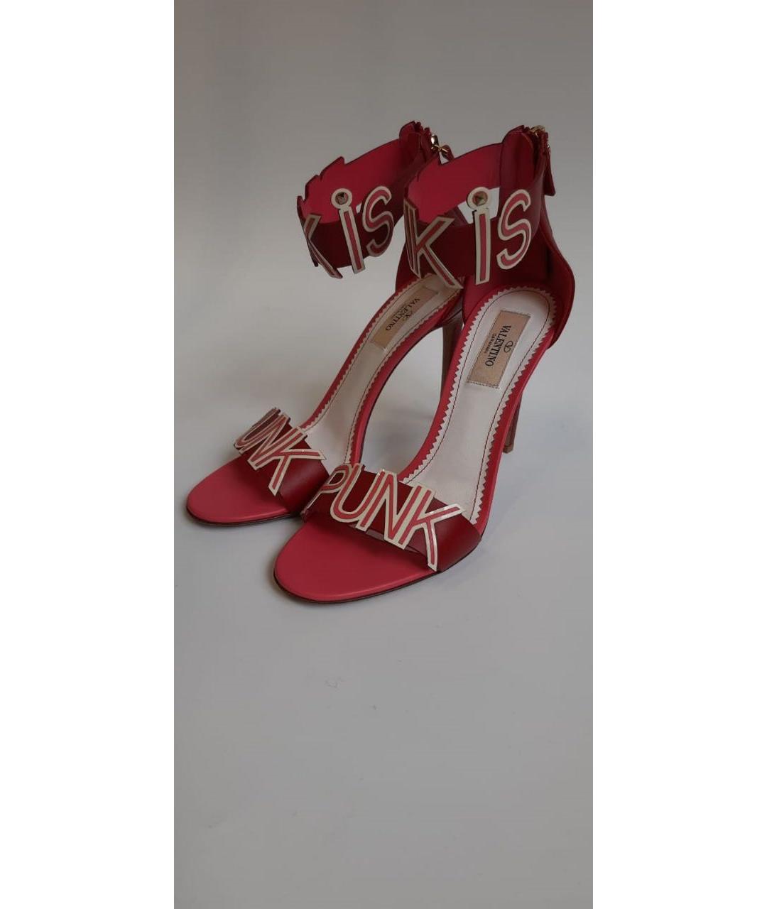 VALENTINO Коралловые кожаные босоножки, фото 2