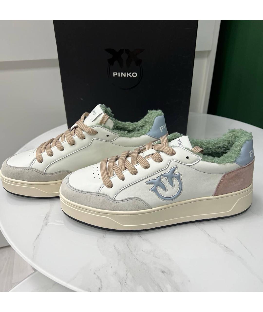 PINKO Белые кожаные кеды, фото 4