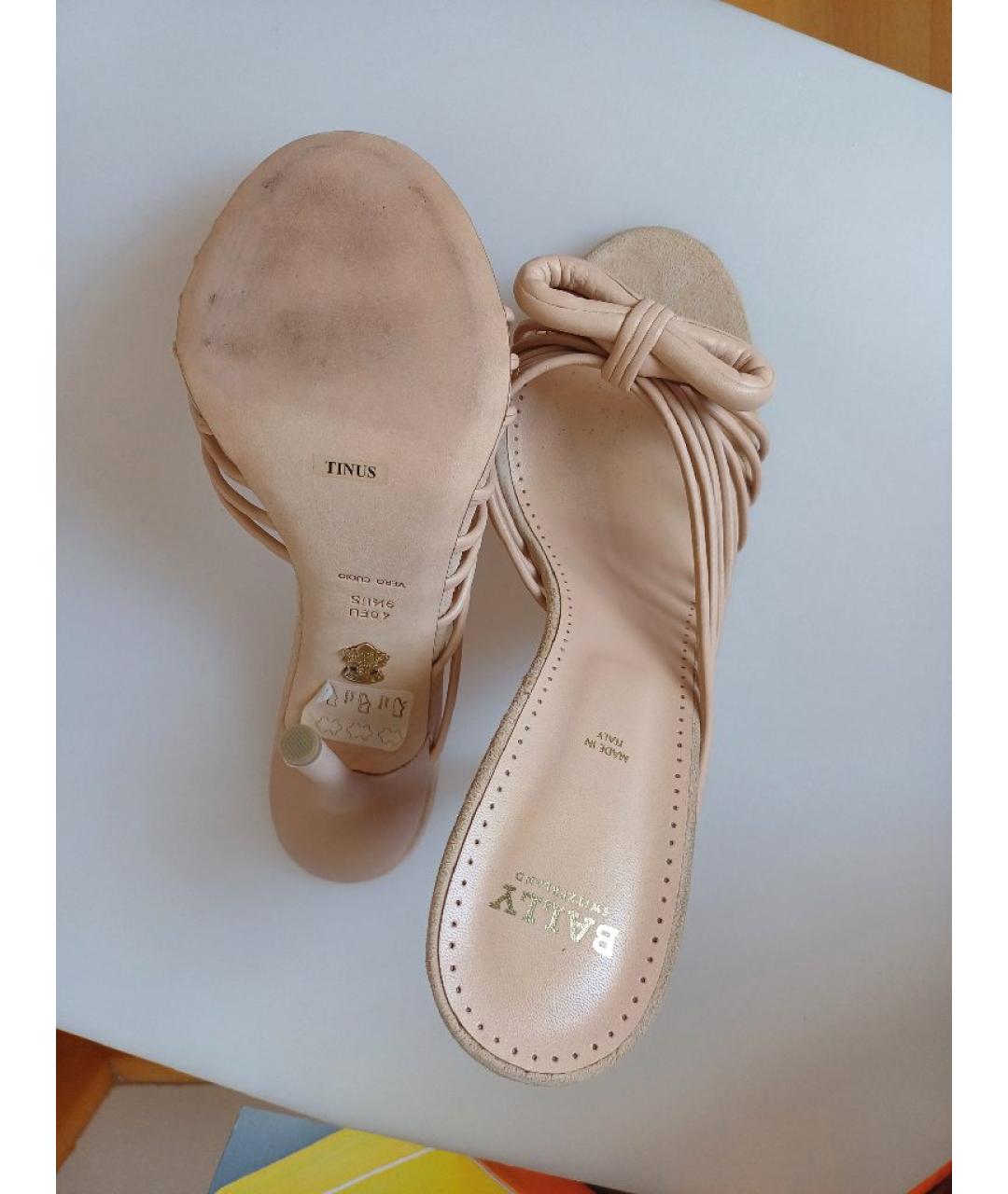 BALLY Бежевые кожаные сабо, фото 7