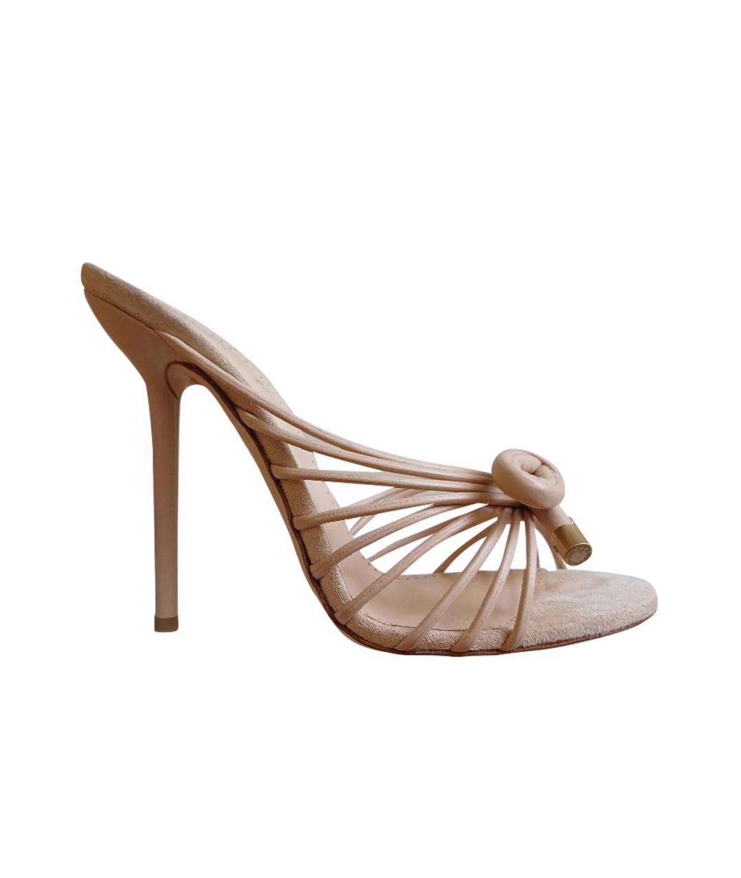 BALLY Бежевые кожаные сабо, фото 1