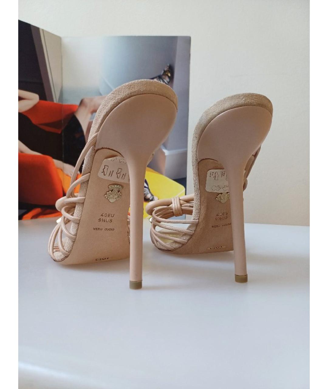 BALLY Бежевые кожаные сабо, фото 6