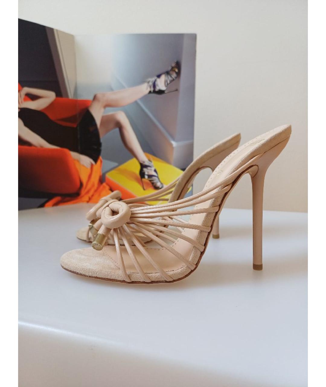 BALLY Бежевые кожаные сабо, фото 2