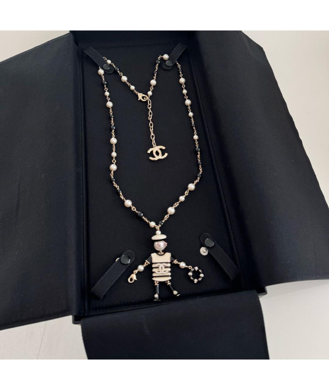 CHANEL Черное жемчужное колье, фото 5