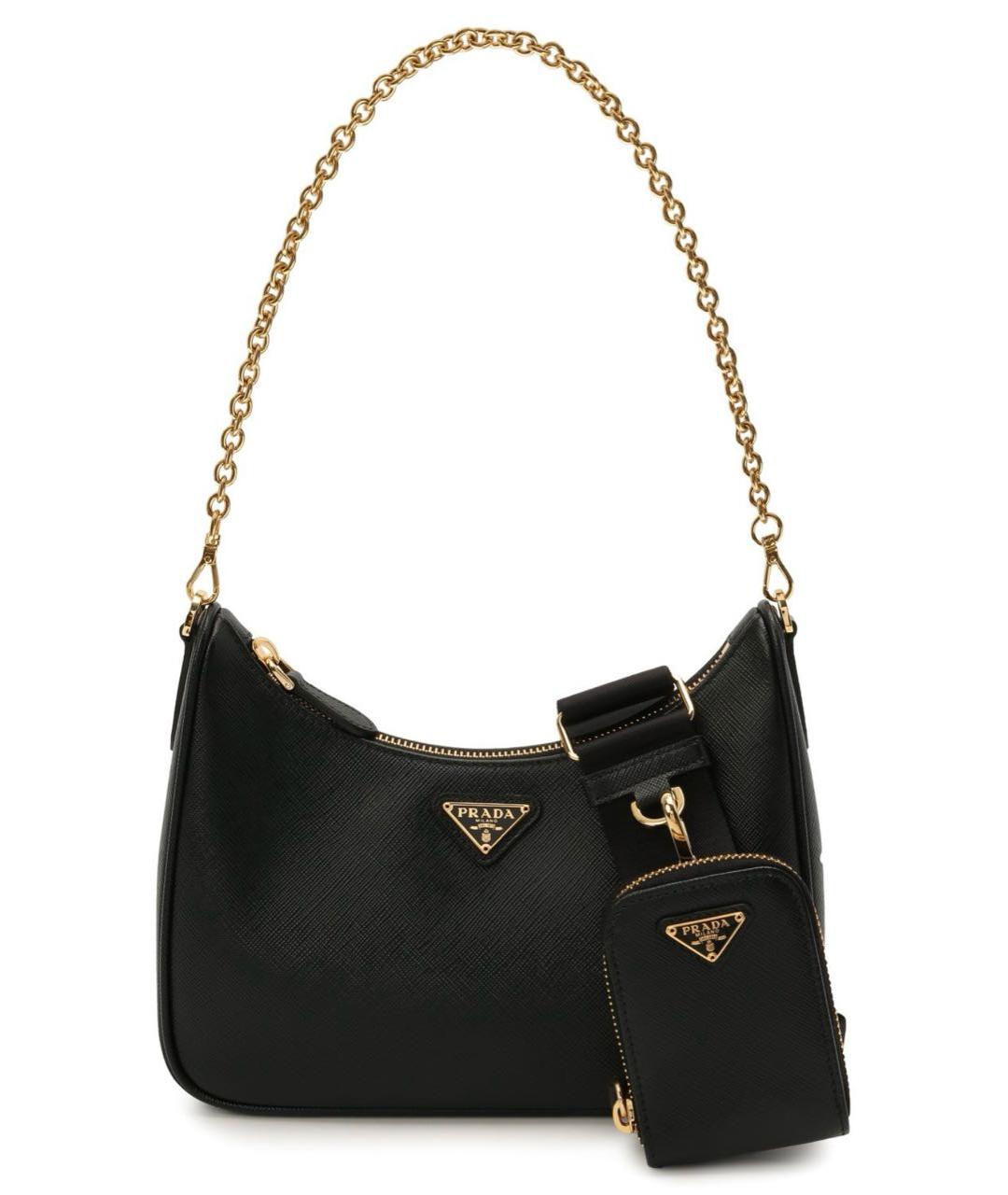 PRADA Черная кожаная сумка через плечо, фото 8