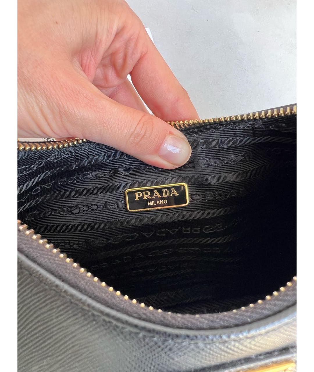 PRADA Черная кожаная сумка через плечо, фото 5