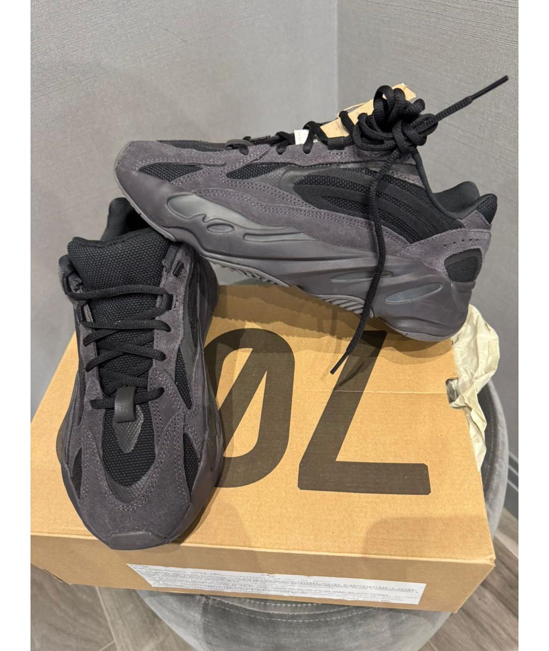YEEZY Антрацитовые замшевые низкие кроссовки / кеды, фото 6