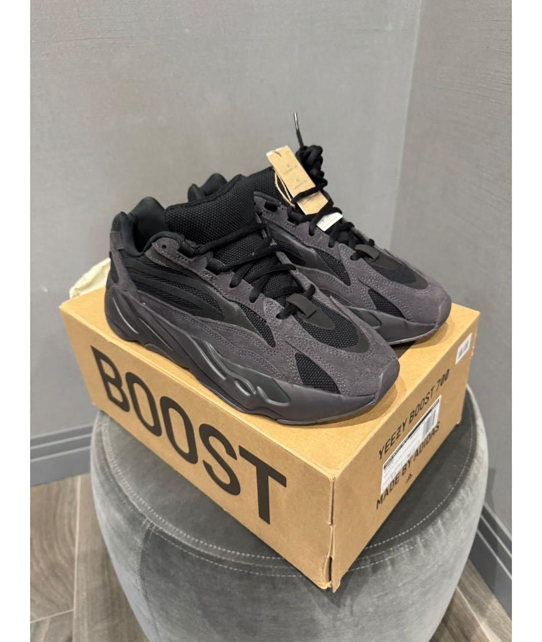 YEEZY Антрацитовые замшевые низкие кроссовки / кеды, фото 3