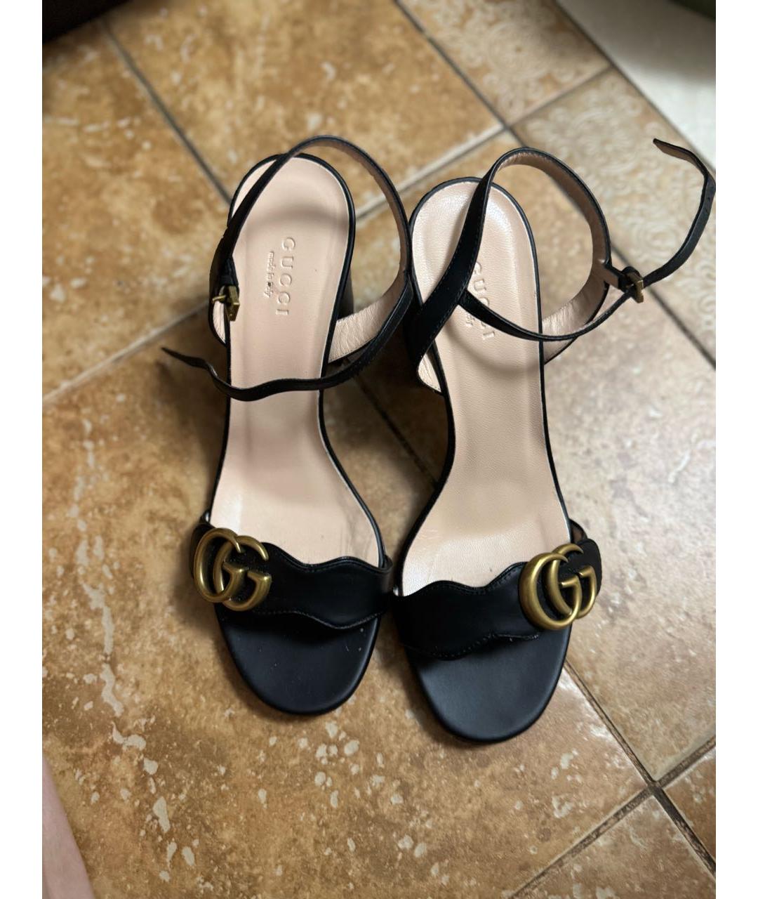 GUCCI Черные кожаные босоножки, фото 3