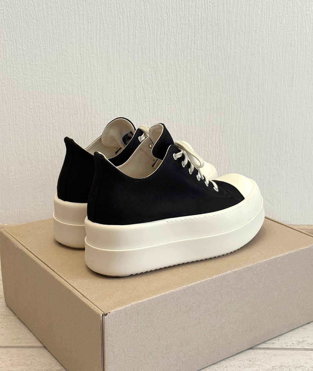 RICK OWENS Черные текстильные низкие кроссовки / кеды, фото 3