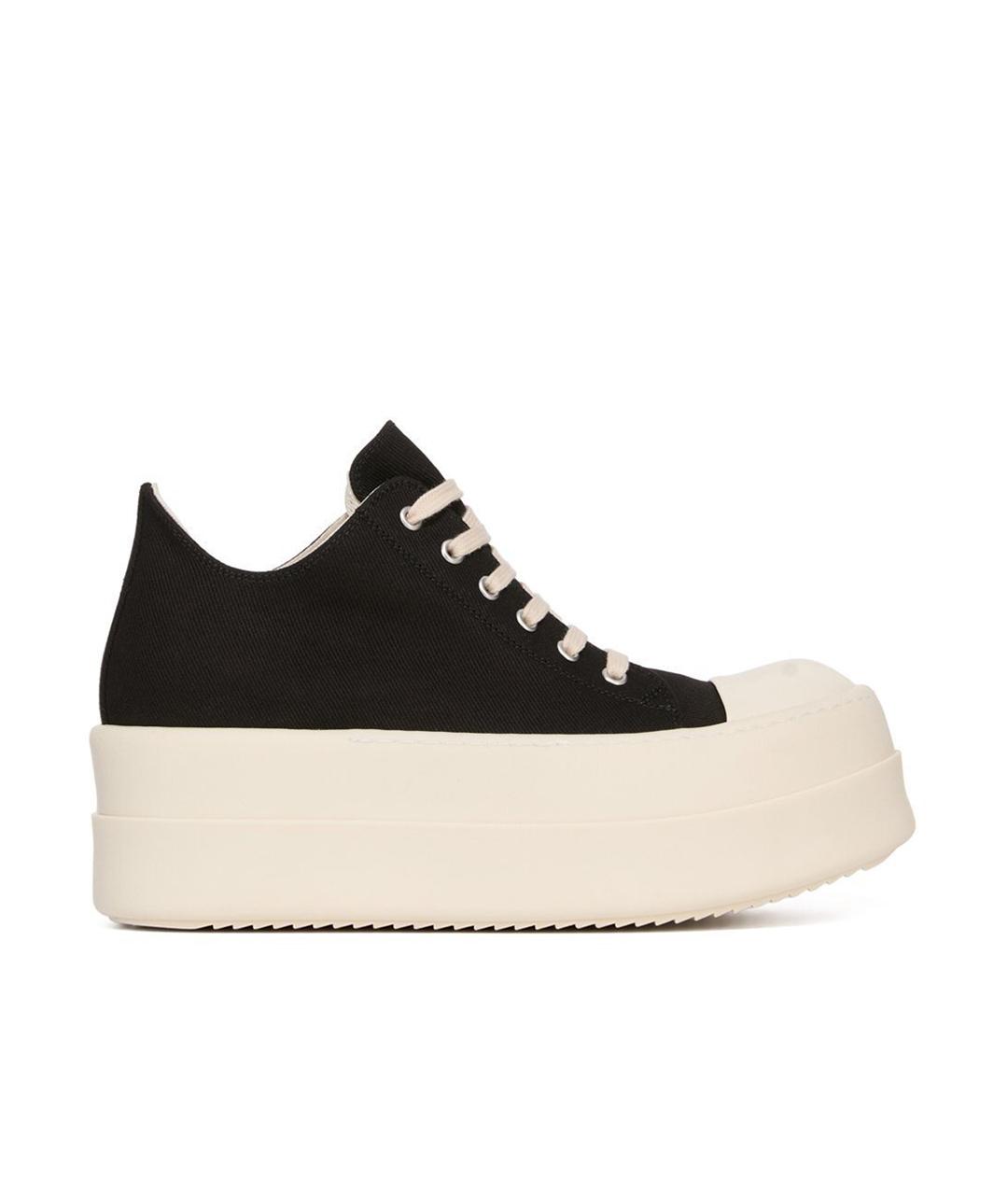 RICK OWENS Черные текстильные низкие кроссовки / кеды, фото 10