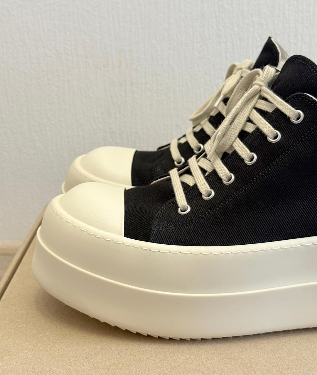 RICK OWENS Черные текстильные низкие кроссовки / кеды, фото 4