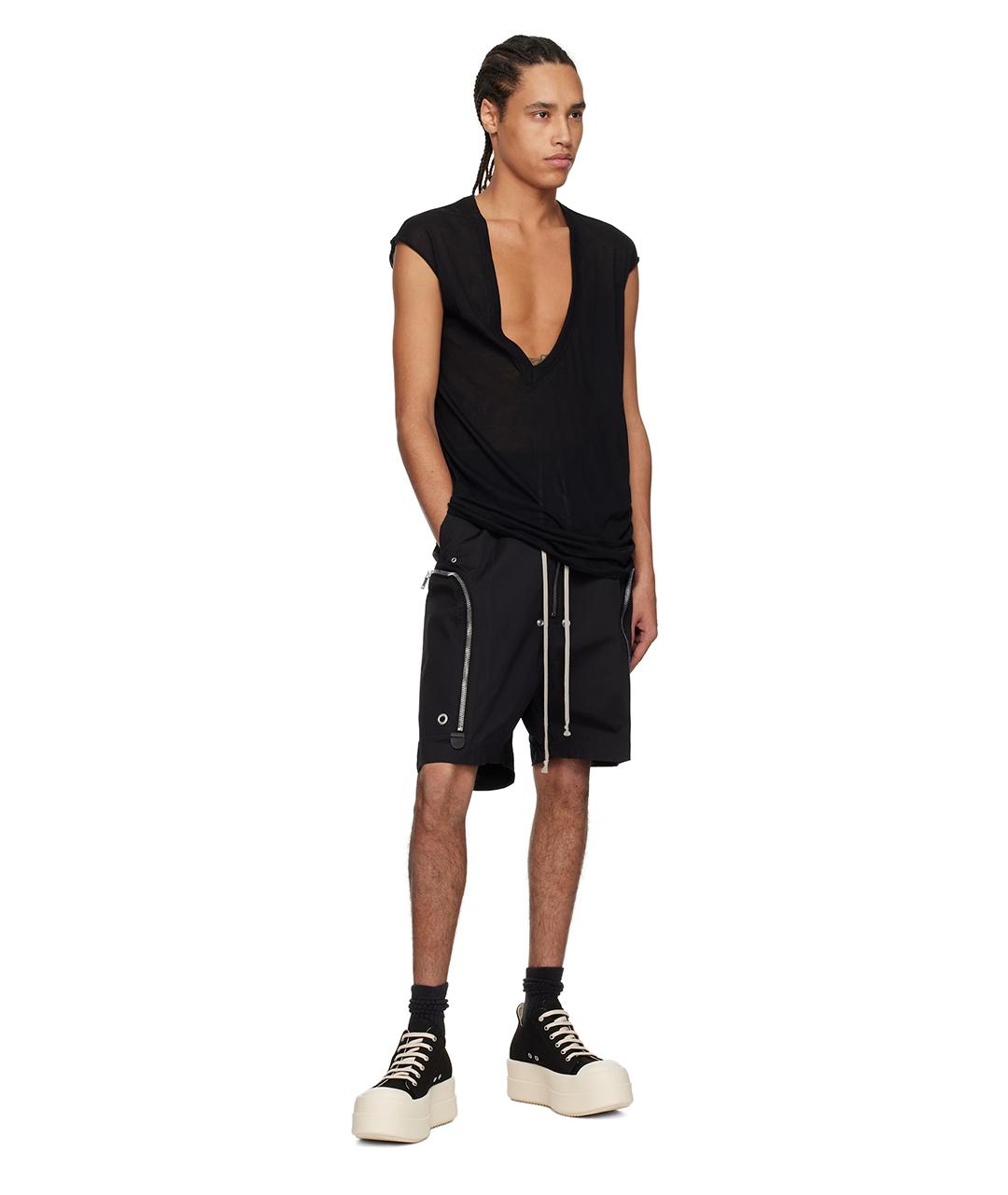 RICK OWENS Черные текстильные низкие кроссовки / кеды, фото 6