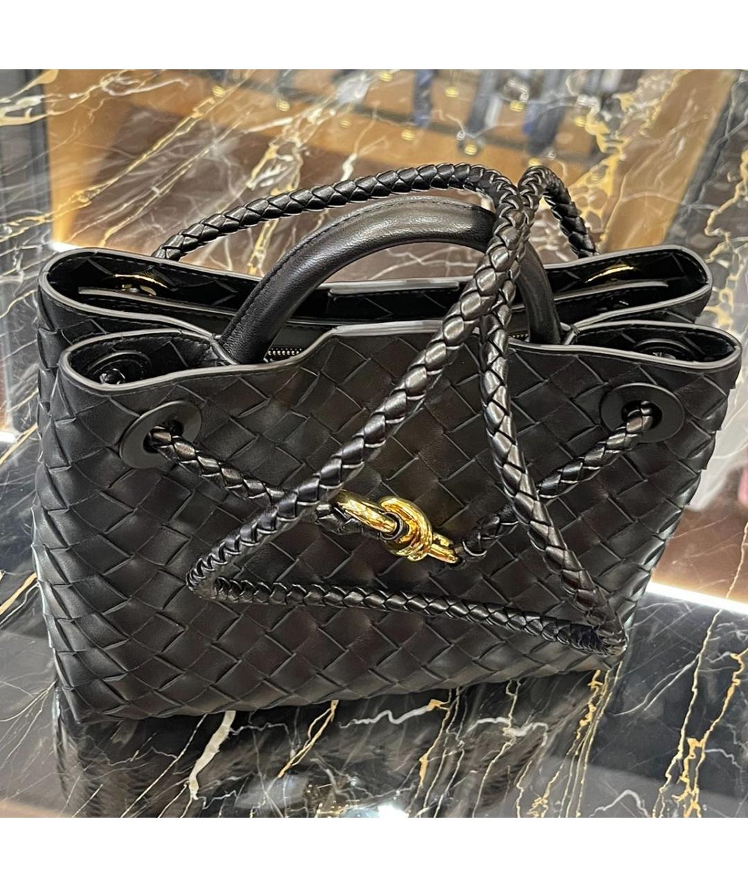 BOTTEGA VENETA Черная кожаная сумка тоут, фото 4