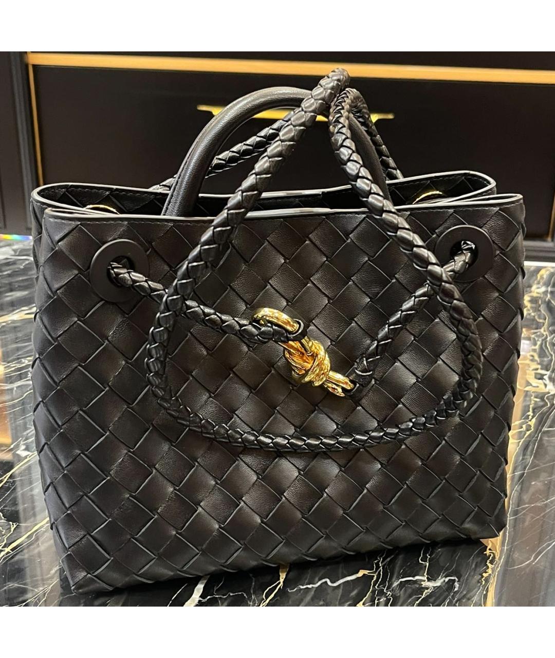 BOTTEGA VENETA Черная кожаная сумка тоут, фото 2