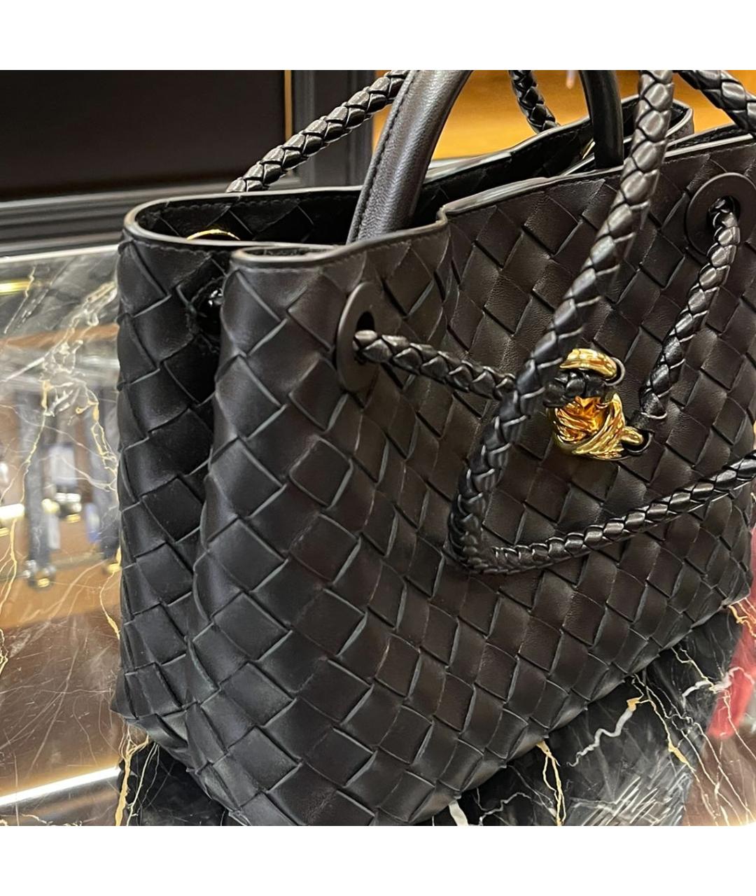 BOTTEGA VENETA Черная кожаная сумка тоут, фото 3