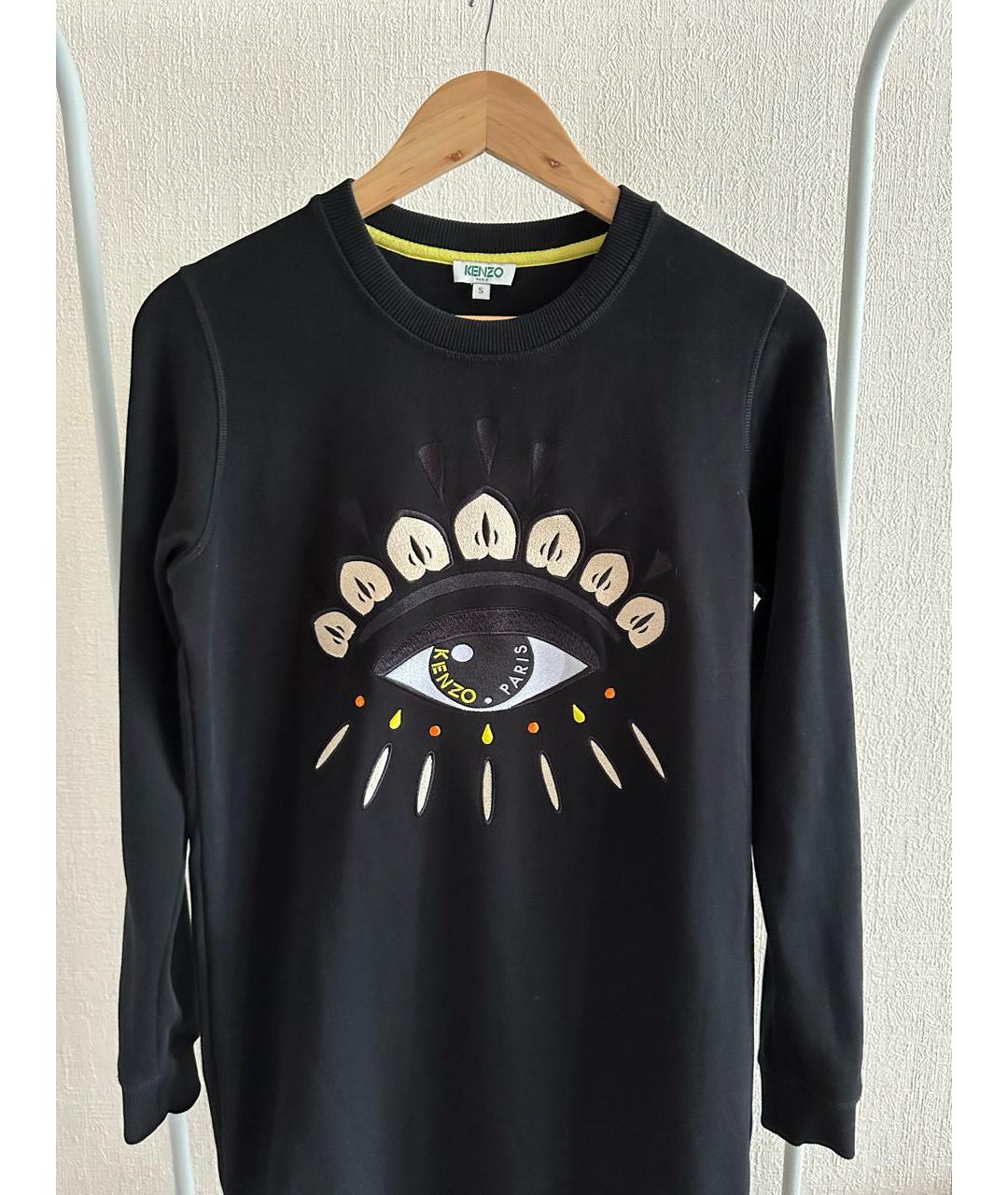 KENZO Черное хлопковое повседневное платье, фото 2