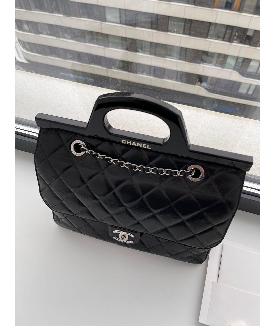 CHANEL Черная кожаная сумка тоут, фото 2