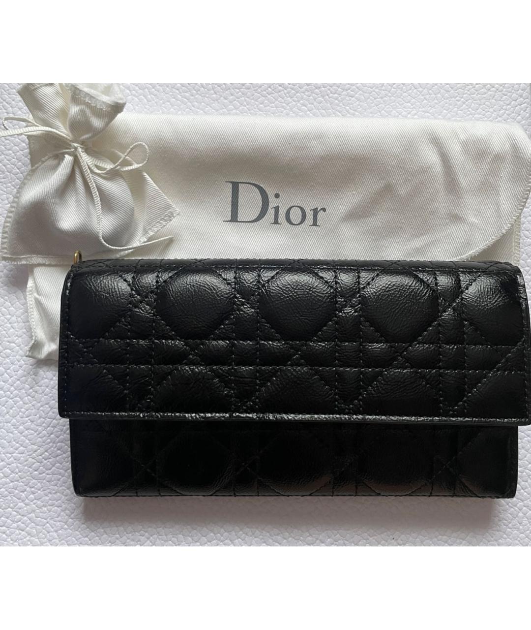 CHRISTIAN DIOR Черный кожаный кошелек, фото 8