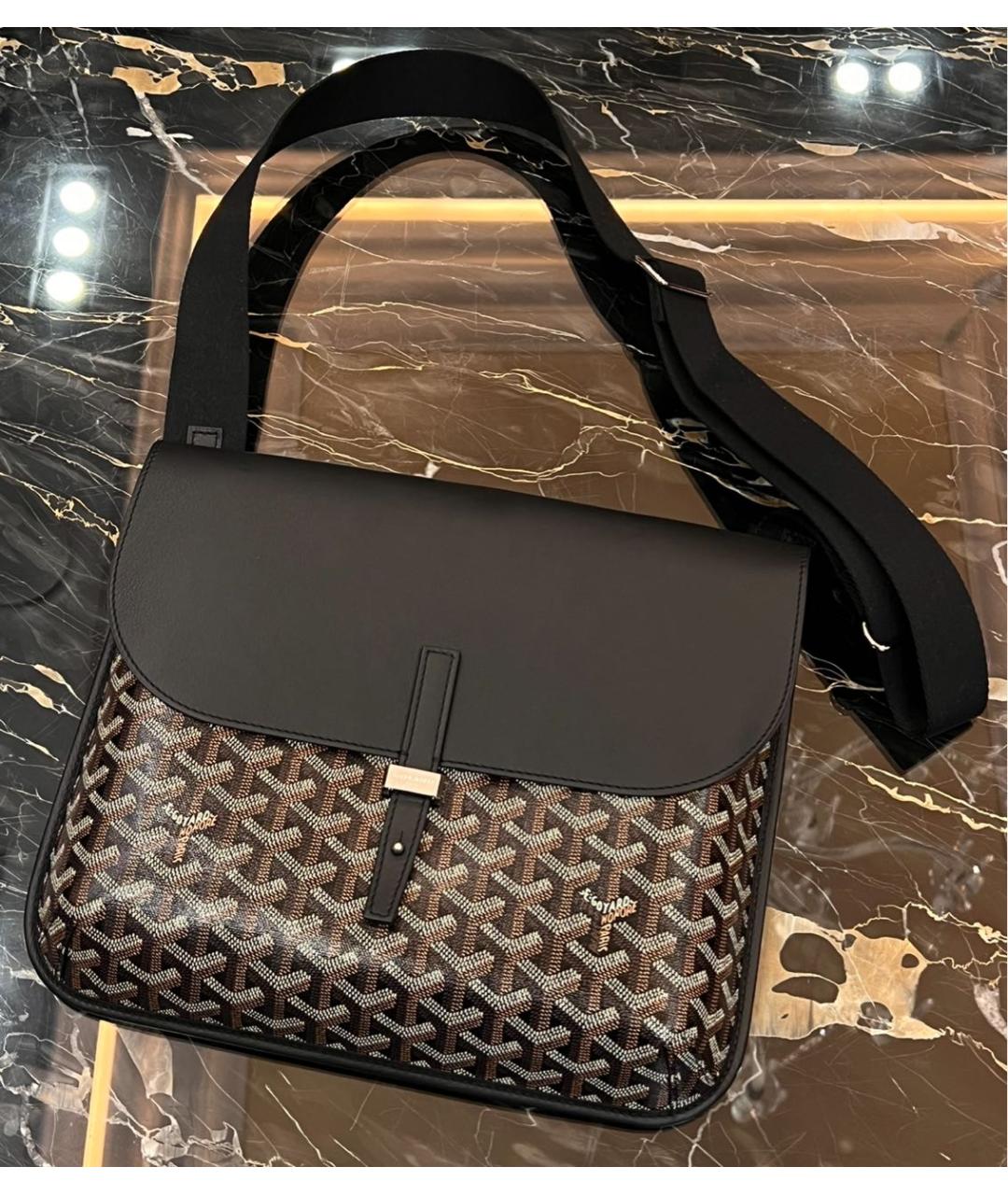 GOYARD Черная кожаная сумка на плечо, фото 2