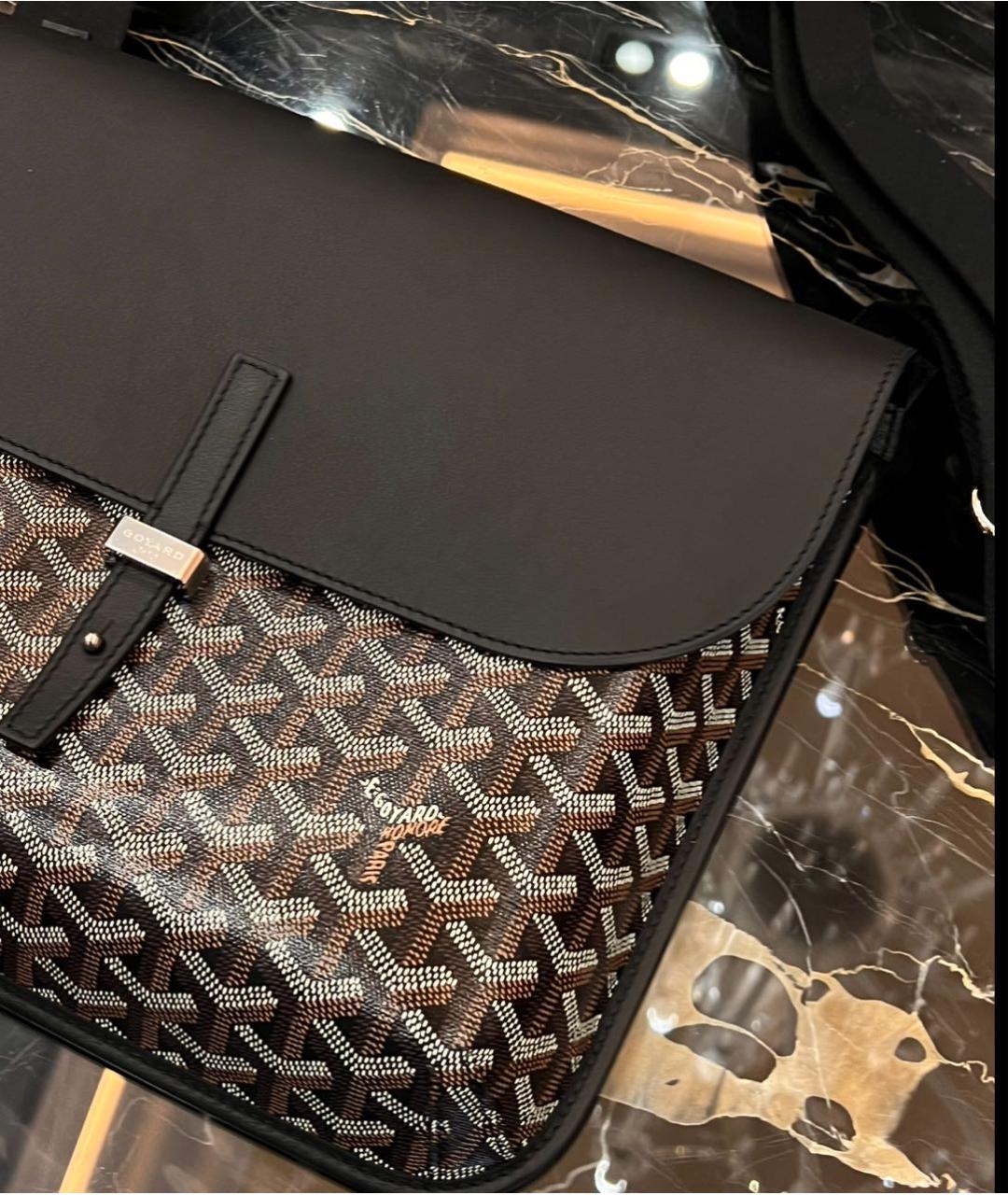 GOYARD Черная кожаная сумка на плечо, фото 4