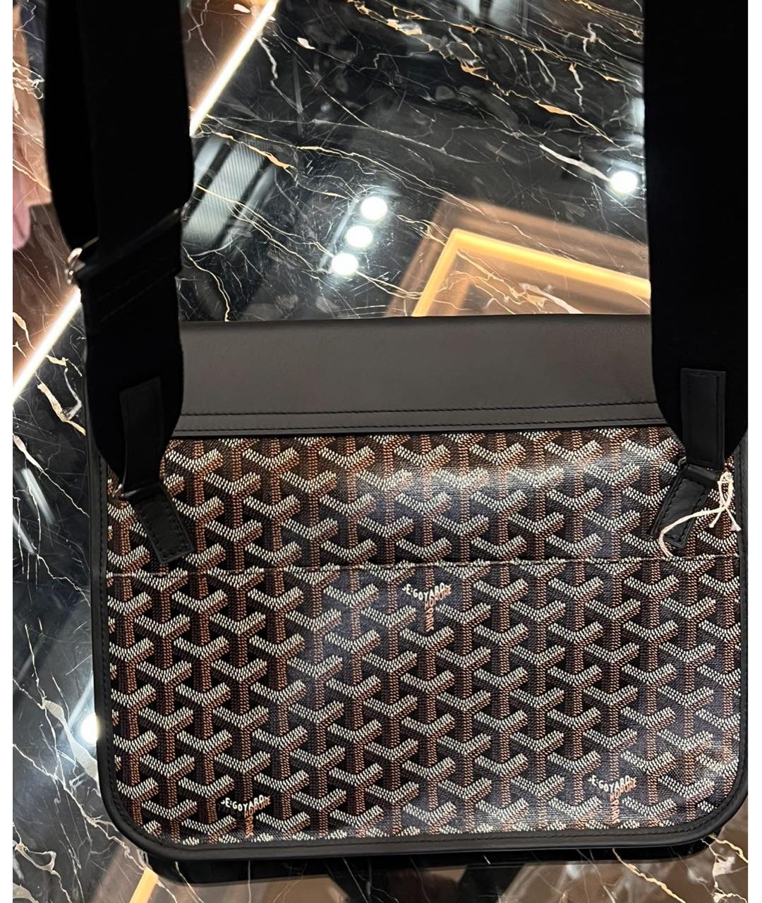 GOYARD Черная кожаная сумка на плечо, фото 5